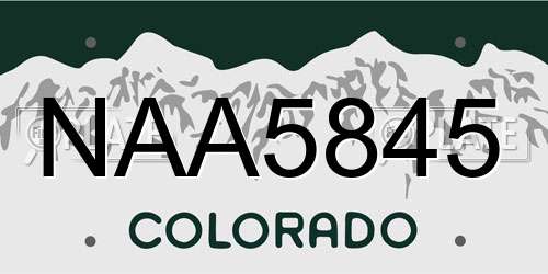 NAA5845 Colorado License Plate