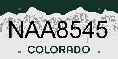 NAA8545 Colorado License Plate