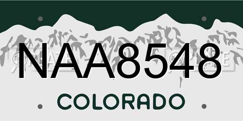 NAA8548 Colorado License Plate