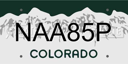 NAA85P Colorado License Plate