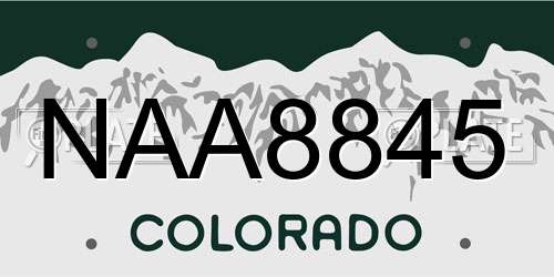 NAA8845 Colorado License Plate