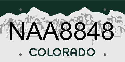 NAA8848 Colorado License Plate