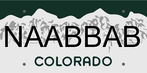 NAABBAB Colorado License Plate