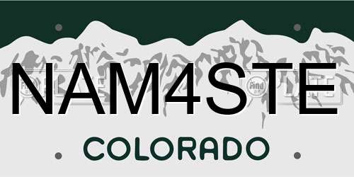 NAM4STE Colorado License Plate