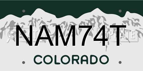 NAM74T Colorado License Plate