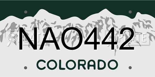 NAO442 Colorado License Plate