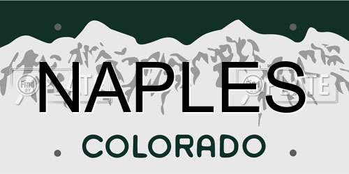 NAPLES Colorado License Plate