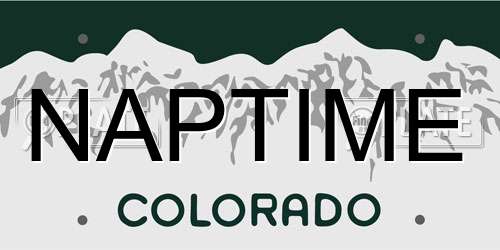 NAPTIME Colorado License Plate