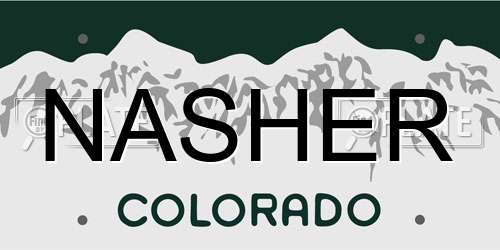 NASHER Colorado License Plate