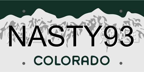 NASTY93 Colorado License Plate