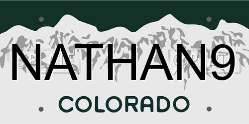 NATHAN9 Colorado License Plate