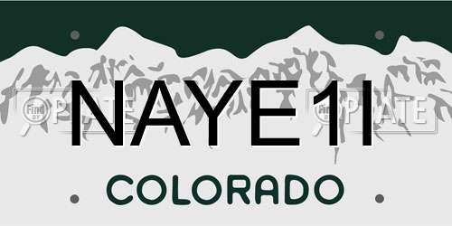 NAYE1I Colorado License Plate