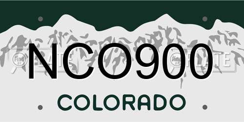NCO900 Colorado License Plate