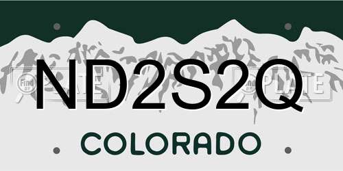 ND2S2Q Colorado License Plate