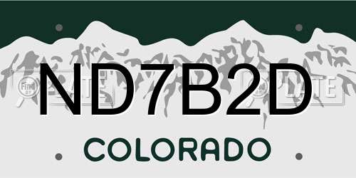 ND7B2D Colorado License Plate