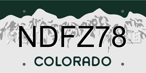 NDFZ78 Colorado License Plate