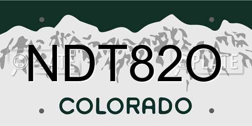 NDT82O Colorado License Plate