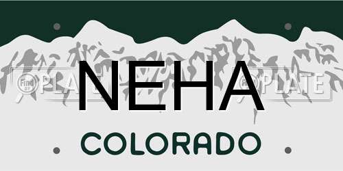 NEHA Colorado License Plate