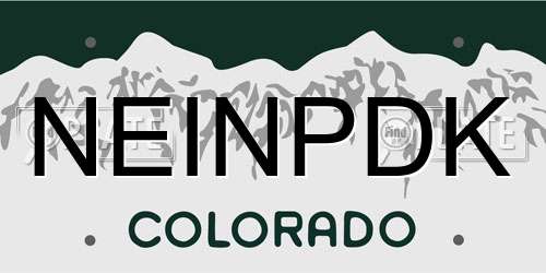 NEINPDK Colorado License Plate