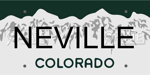NEVILLE Colorado License Plate
