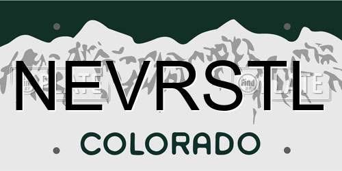 NEVRSTL Colorado License Plate