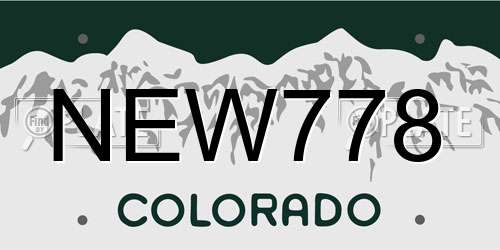 NEW778 Colorado License Plate