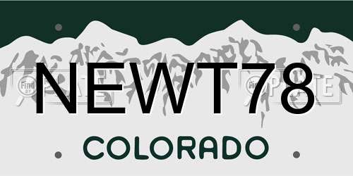NEWT78 Colorado License Plate