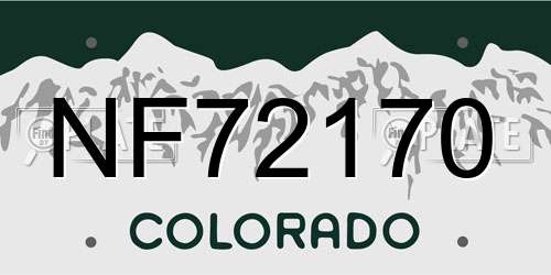 NF72170 Colorado License Plate