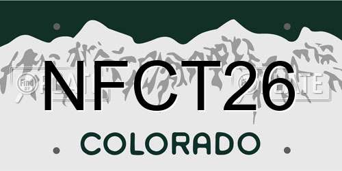 NFCT26 Colorado License Plate