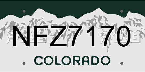 NFZ7170 Colorado License Plate