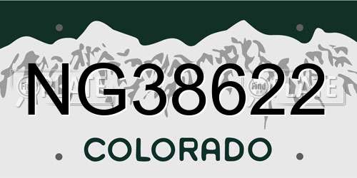 NG38622 Colorado License Plate