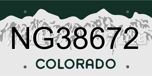 NG38672 Colorado License Plate