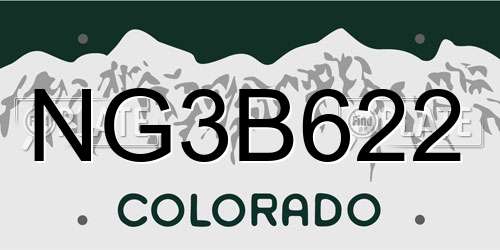 NG3B622 Colorado License Plate