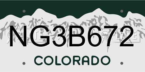 NG3B672 Colorado License Plate