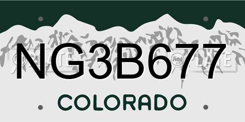 NG3B677 Colorado License Plate