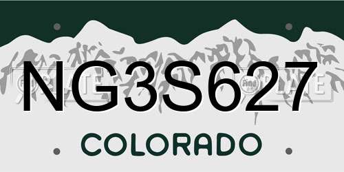 NG3S627 Colorado License Plate
