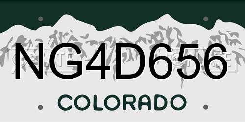 NG4D656 Colorado License Plate