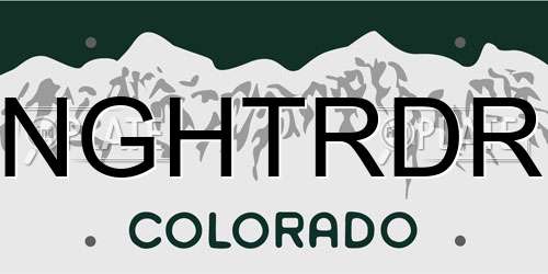 NGHTRDR Colorado License Plate