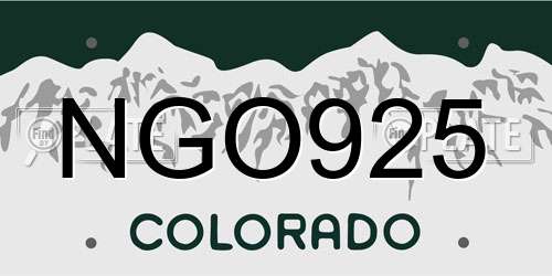 NGO925 Colorado License Plate