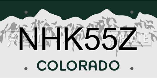 NHK55Z Colorado License Plate