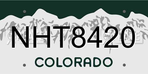 NHT8420 Colorado License Plate