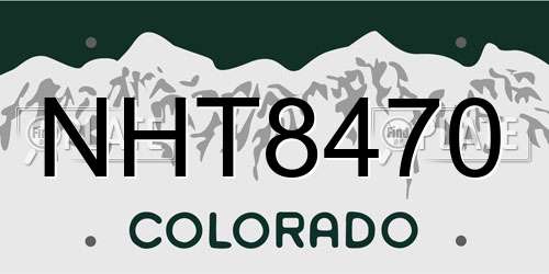 NHT8470 Colorado License Plate