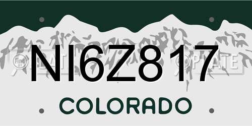 NI6Z817 Colorado License Plate