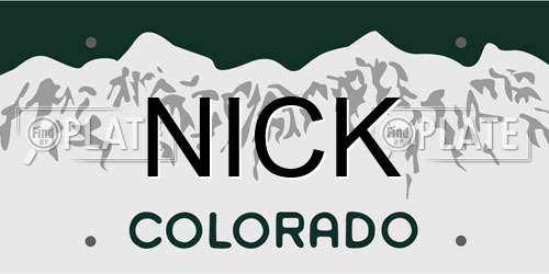 NICK Colorado License Plate