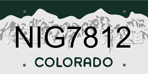 NIG7812 Colorado License Plate