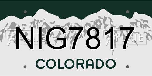NIG7817 Colorado License Plate