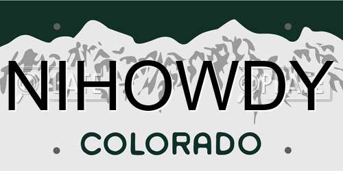 NIHOWDY Colorado License Plate