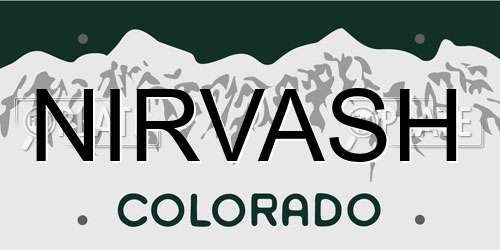 NIRVASH Colorado License Plate