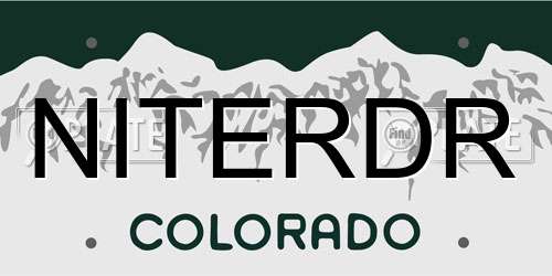 NITERDR Colorado License Plate
