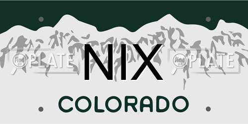 NIX Colorado License Plate